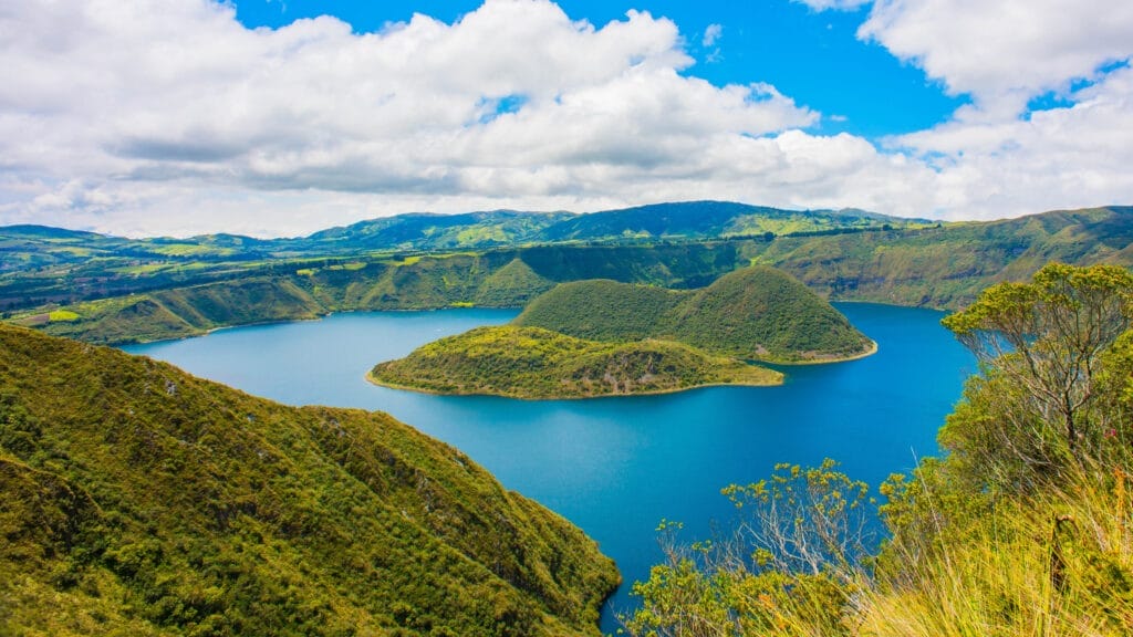 Cuicocha lake in Ecuador.