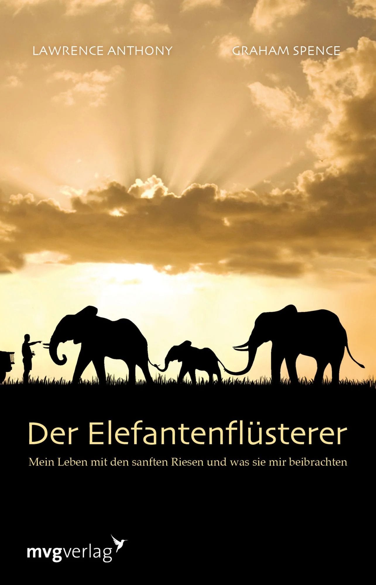 Gelbe Schrift mit Elefanten und Sonniger Himmel mit Wolken